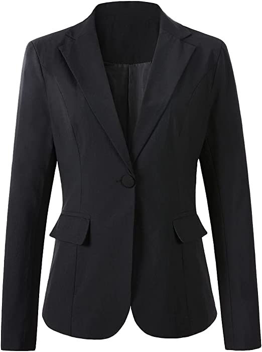 one button blazer in black color