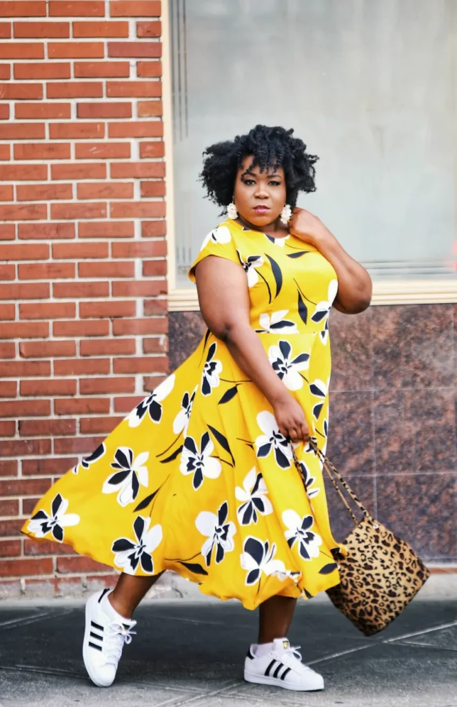 Plus Size Floral Dresses with Sneakers