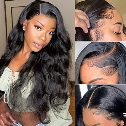 Woman wearing one of the lace front wigs for black women