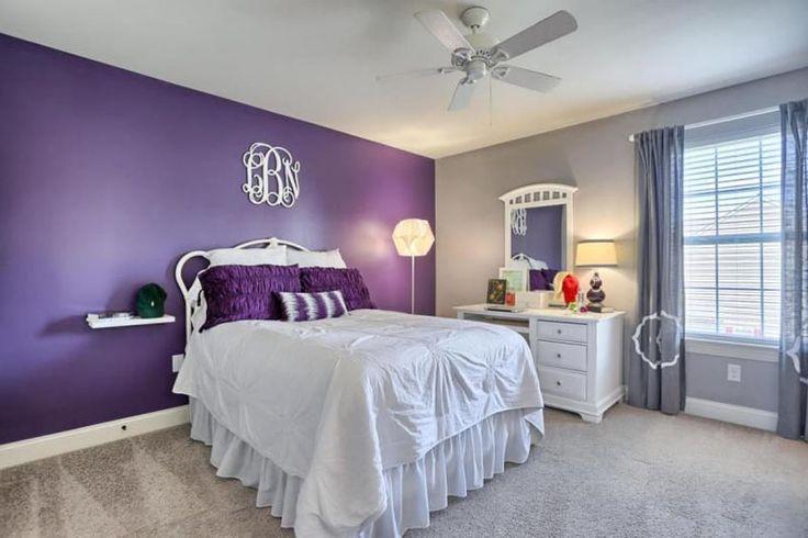 Purple and white bedroom