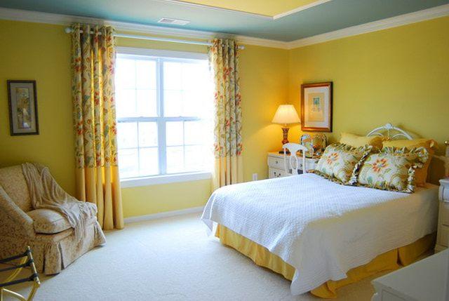 Yellow and white bedroom