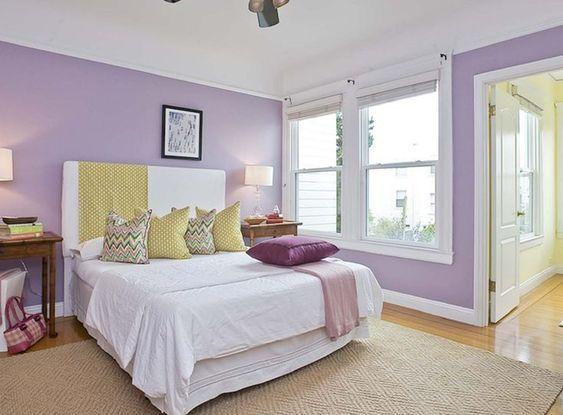 Lavender and white bedroom walls