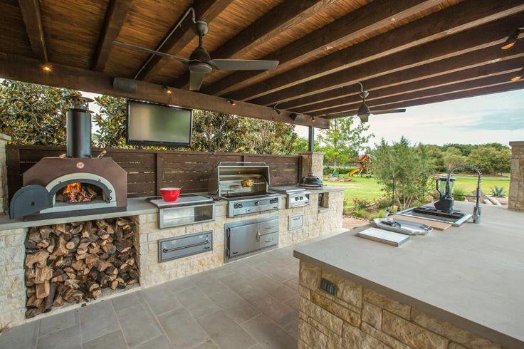 covered kitchen with concrete countertop_one of the inexpensive covered outdoor kitchen ideas