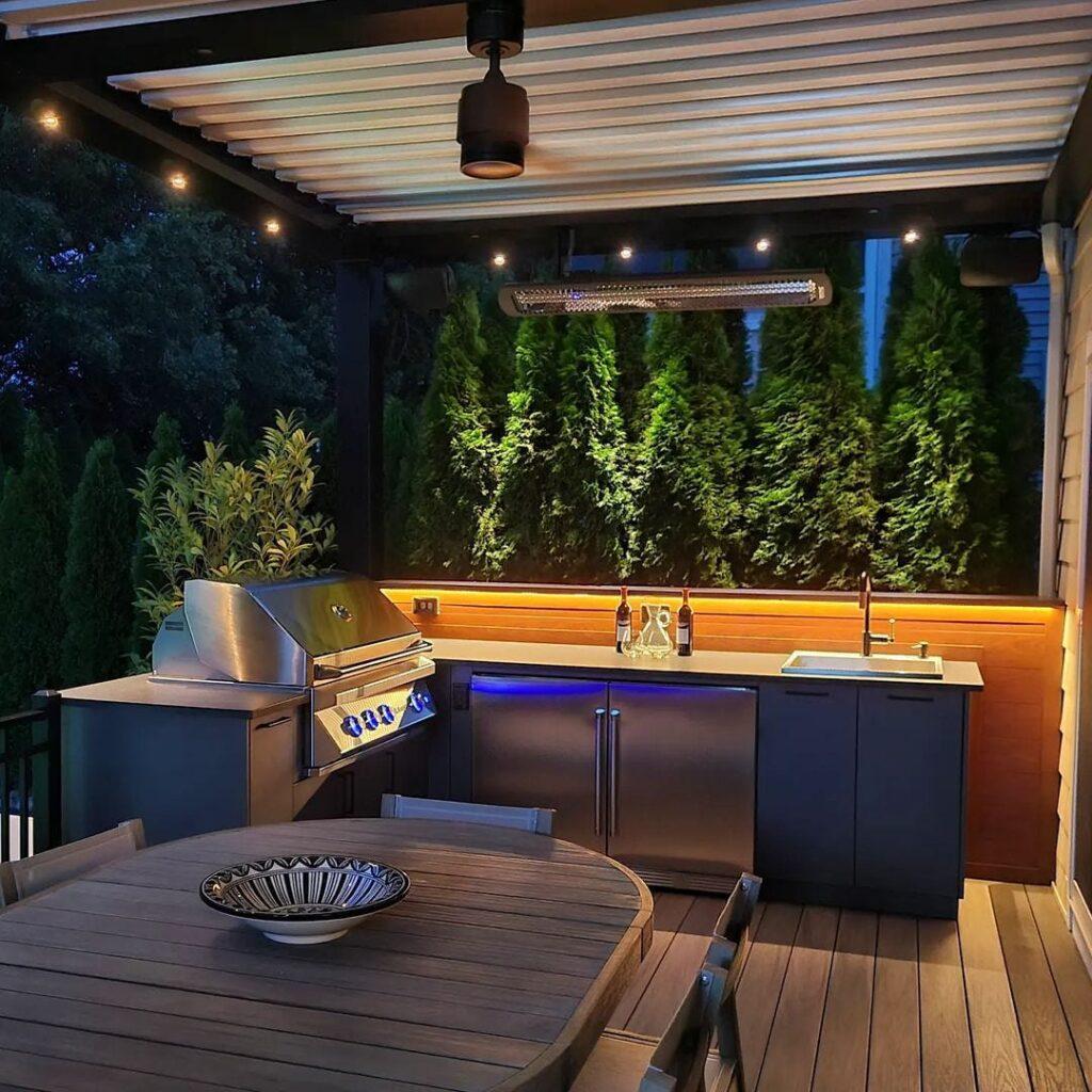 covered outdoor kitchen deck