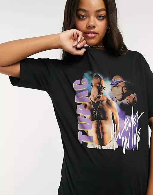 a girl wearing vintage 2 Pac T-shirt