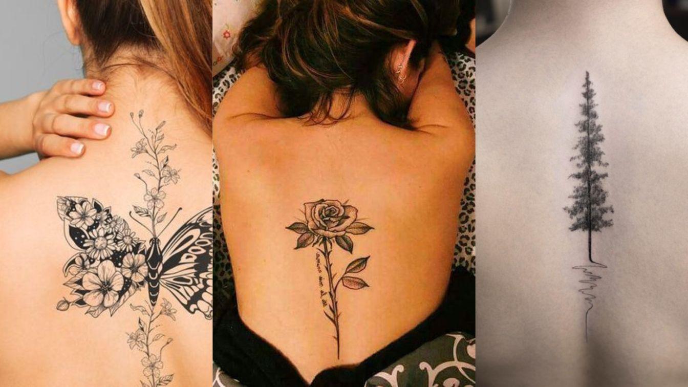 Baddie Womens Feminine Spine Tattoos 1