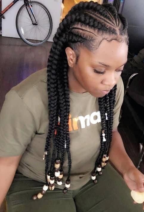 Beaded Cornrow middle Part
