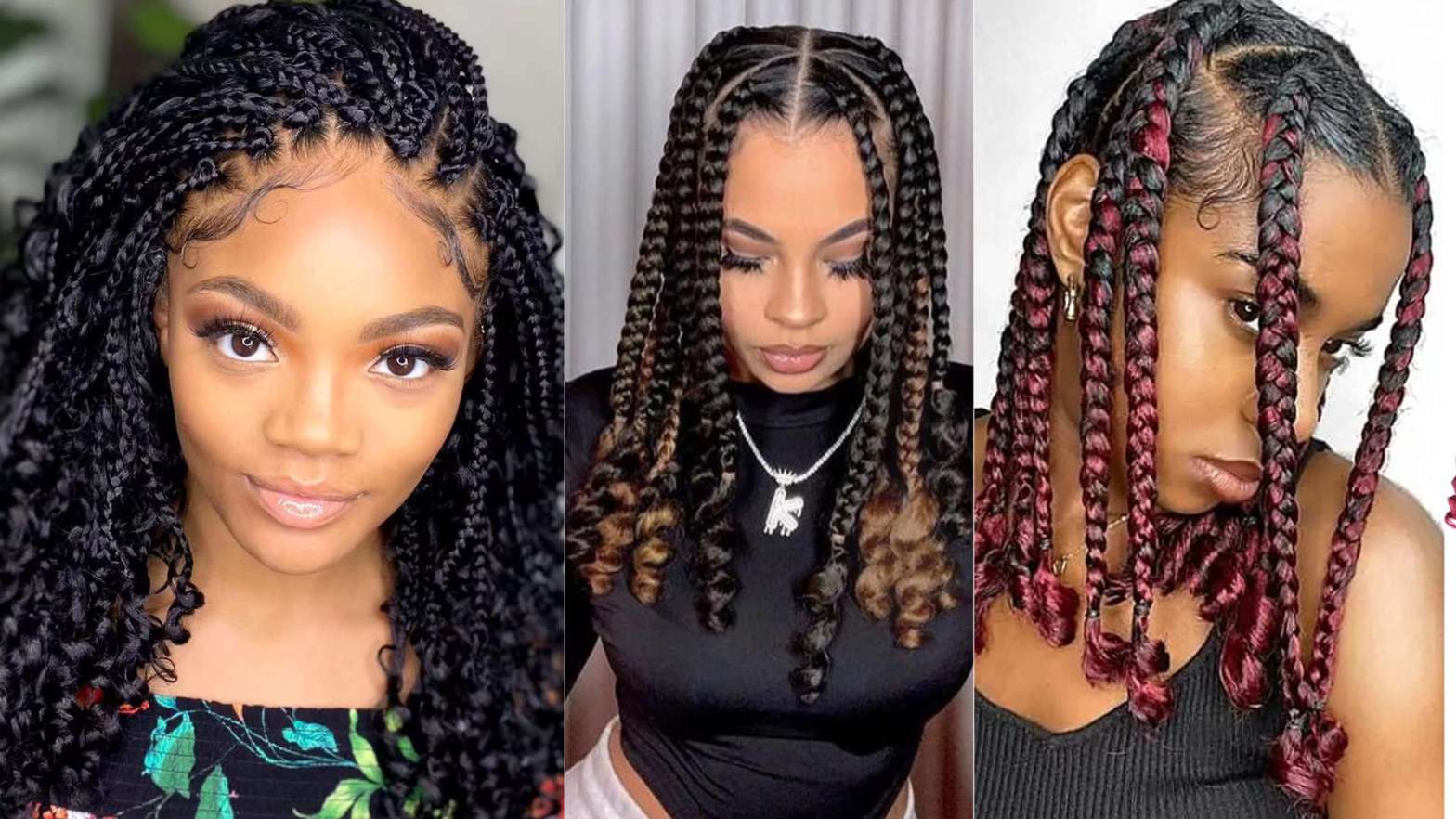 Box Braids with curly ends 1