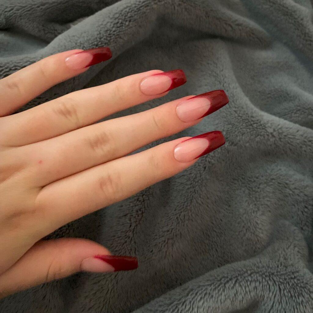 French Tip Red Nails