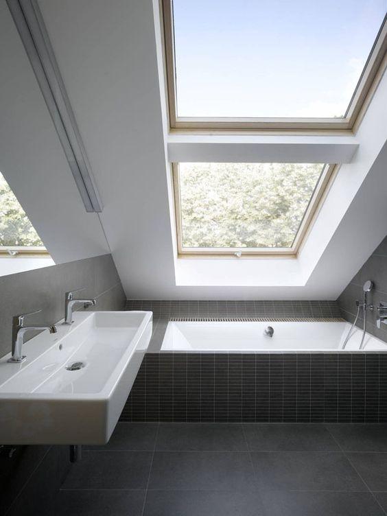 Sloped ceiling for a bathroom
