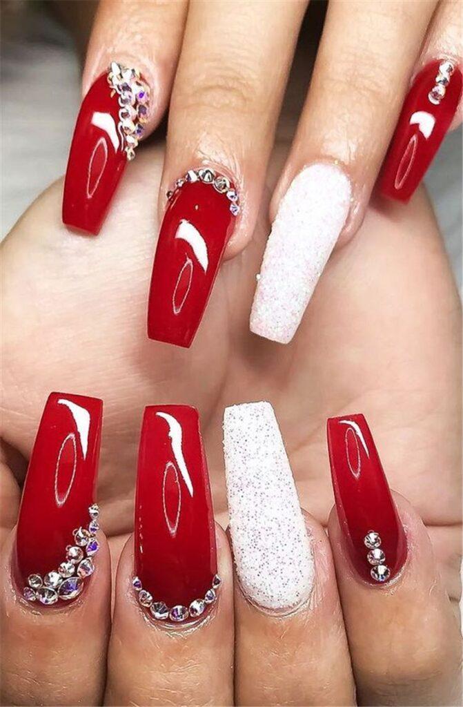 Red Acrylic Chrome Nails