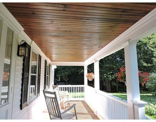 Stained wood porch ceiling
