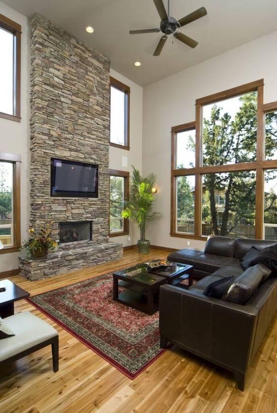 Floor-To-Ceiling Stone Wall