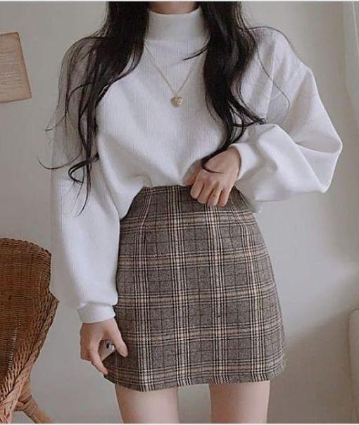 Korean plaid skirt