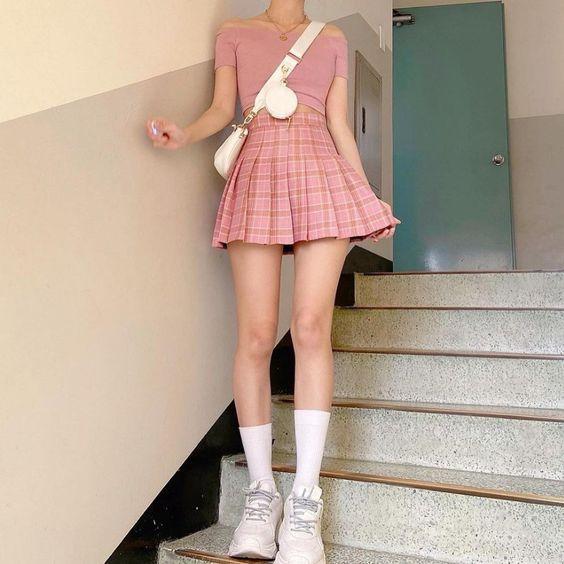 Pink plaid skirt_one of cute plaid skirt outfits