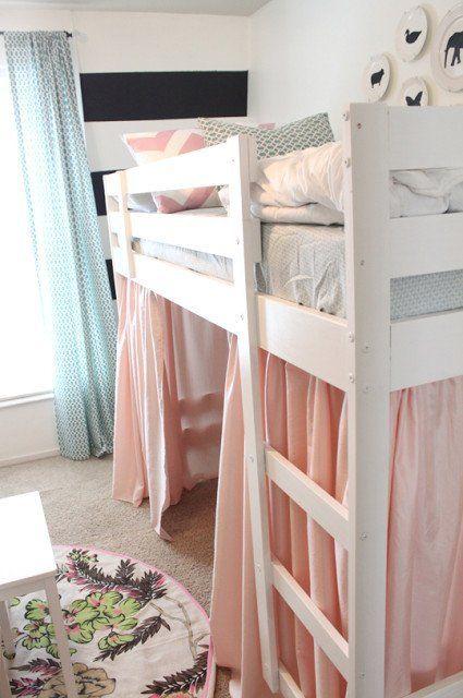 Loft bed with curtains 