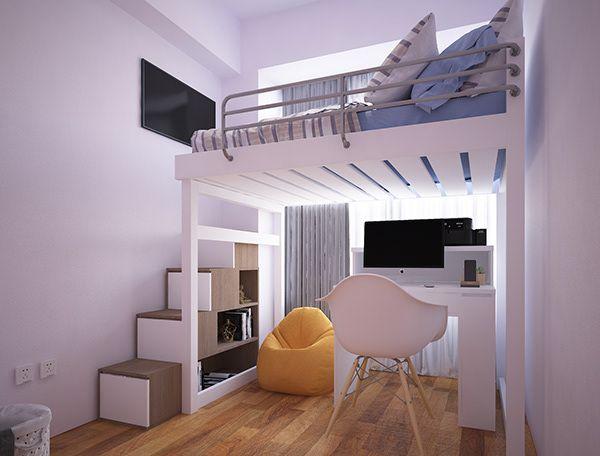 loft bed with home office_one of loft bed ideas for low ceiling 