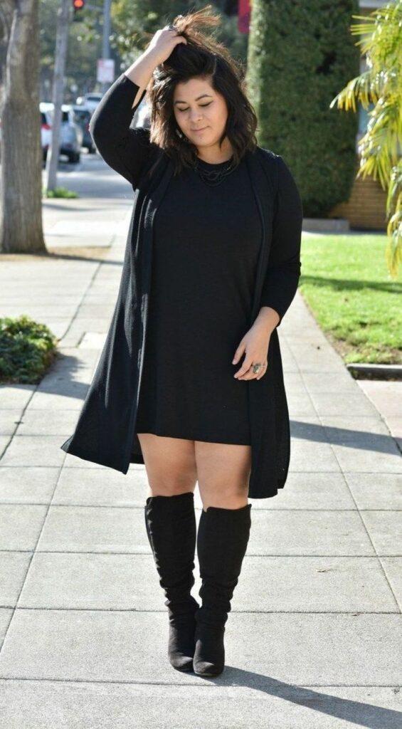 Plus size dress and a cardigan