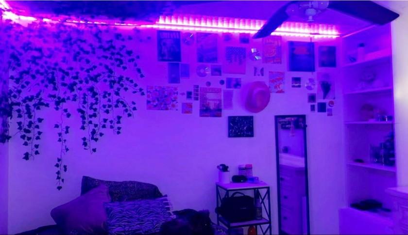 Purple Baddie's Room _one of the cutest  baddie aesthetic rooms with LED lights