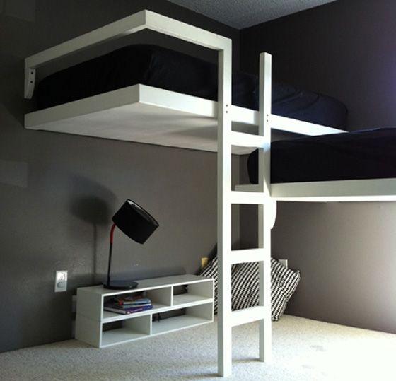 A loft bed in a cute room