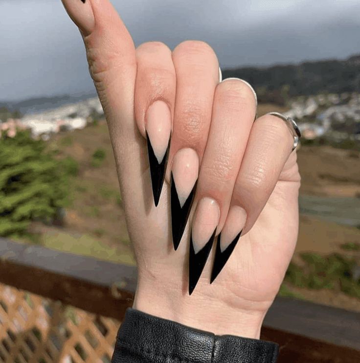Black French Stiletto nails