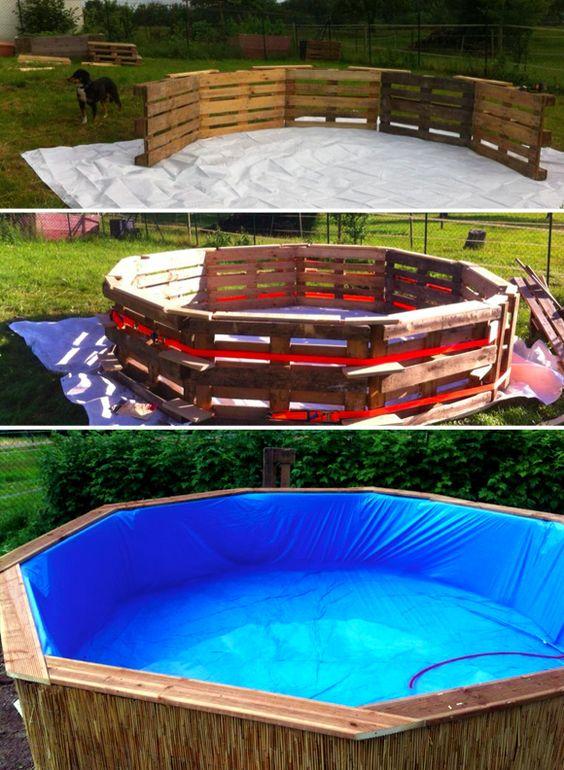 Pallets and tarps Over the Ground Pool