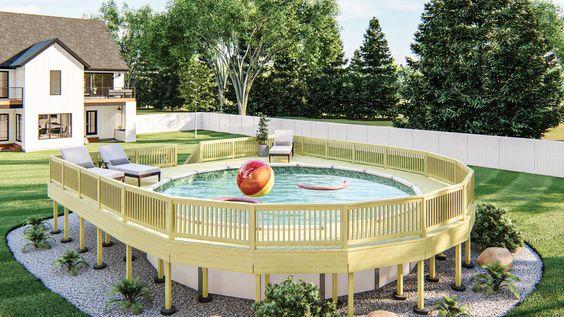 above ground pool with a fence