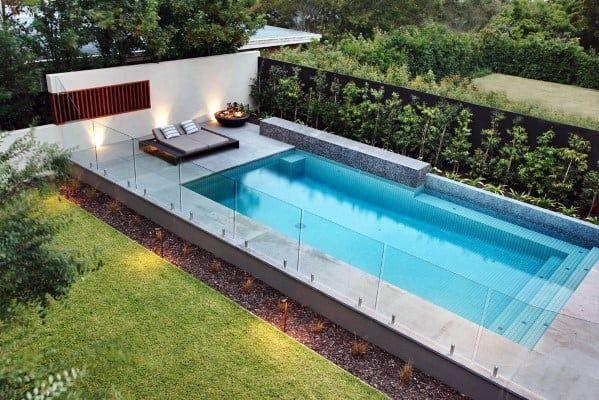 swimming pool with a glass fence