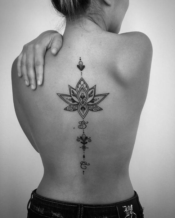 Lotus flower Lower Back Tattoo