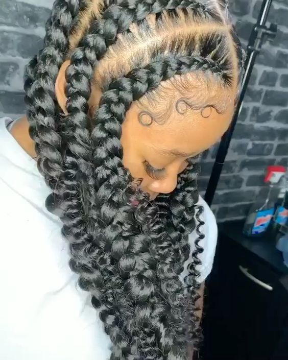 pop braids with curly ends