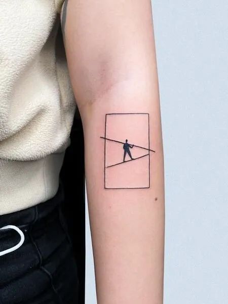 Geometrical stick and poke tattoos